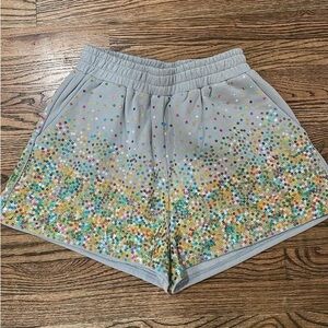 QUEEN OF SPARKLES Gray Sequin High Waist Shorts
